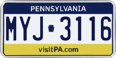 PA license plate MYJ3116