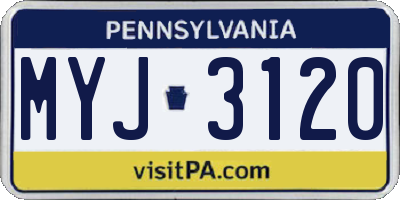 PA license plate MYJ3120