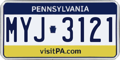 PA license plate MYJ3121