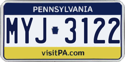 PA license plate MYJ3122