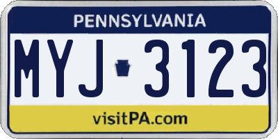 PA license plate MYJ3123
