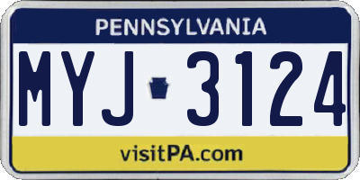PA license plate MYJ3124