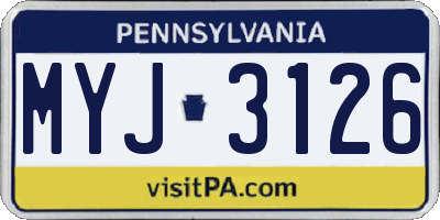 PA license plate MYJ3126