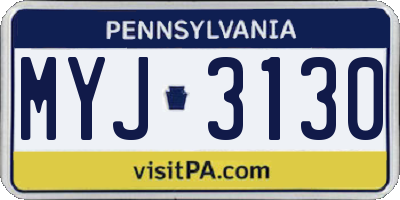 PA license plate MYJ3130