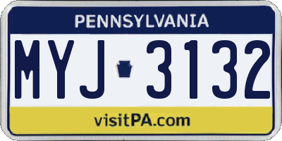 PA license plate MYJ3132