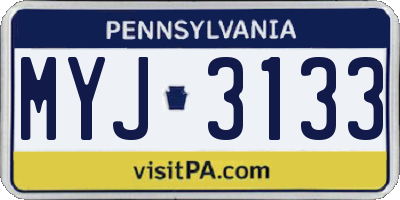 PA license plate MYJ3133