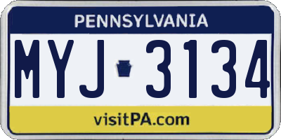 PA license plate MYJ3134
