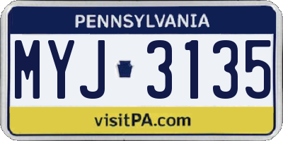 PA license plate MYJ3135