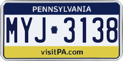 PA license plate MYJ3138