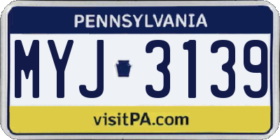 PA license plate MYJ3139