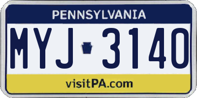 PA license plate MYJ3140