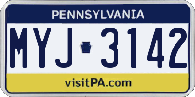 PA license plate MYJ3142
