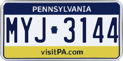 PA license plate MYJ3144