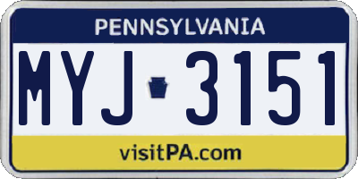 PA license plate MYJ3151