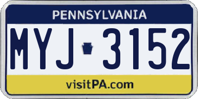 PA license plate MYJ3152