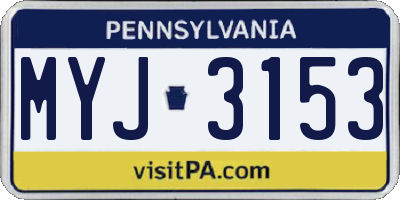 PA license plate MYJ3153