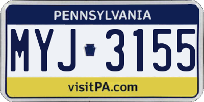 PA license plate MYJ3155