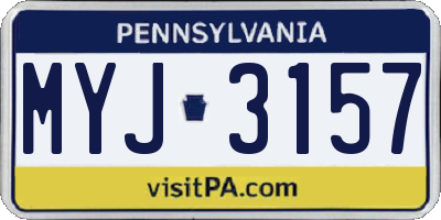 PA license plate MYJ3157