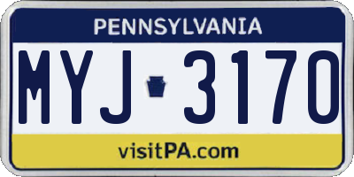 PA license plate MYJ3170