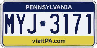 PA license plate MYJ3171