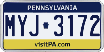 PA license plate MYJ3172