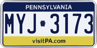 PA license plate MYJ3173