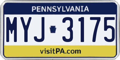 PA license plate MYJ3175