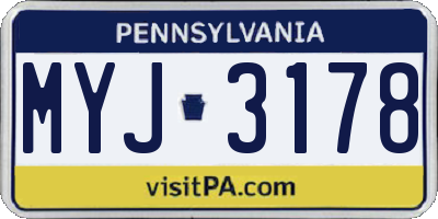 PA license plate MYJ3178