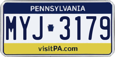 PA license plate MYJ3179