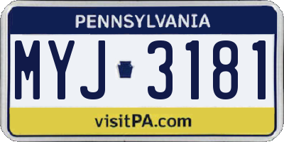 PA license plate MYJ3181