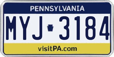 PA license plate MYJ3184