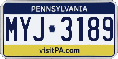 PA license plate MYJ3189