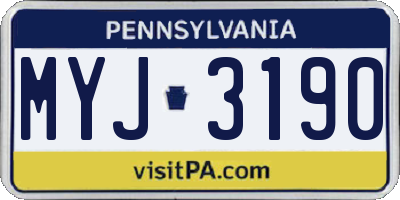PA license plate MYJ3190