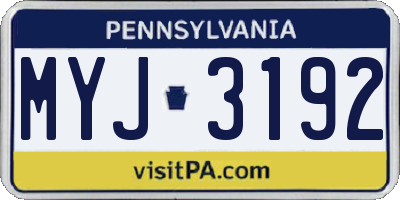 PA license plate MYJ3192