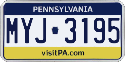 PA license plate MYJ3195