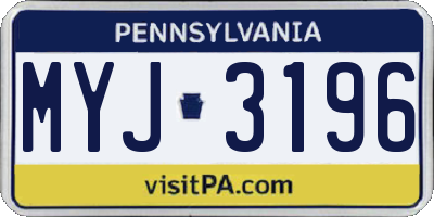 PA license plate MYJ3196