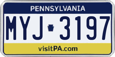 PA license plate MYJ3197