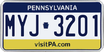 PA license plate MYJ3201
