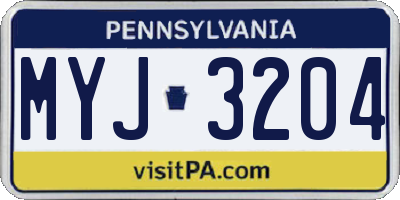 PA license plate MYJ3204