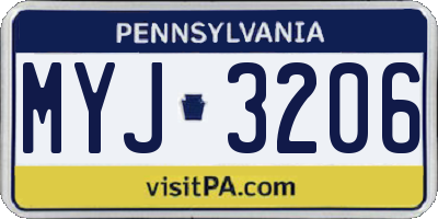 PA license plate MYJ3206