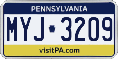 PA license plate MYJ3209