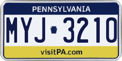 PA license plate MYJ3210