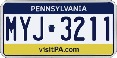 PA license plate MYJ3211