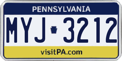 PA license plate MYJ3212