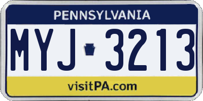 PA license plate MYJ3213