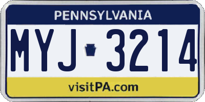 PA license plate MYJ3214