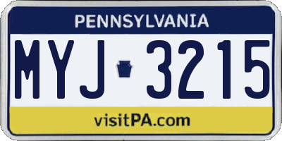 PA license plate MYJ3215