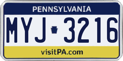 PA license plate MYJ3216