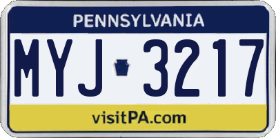 PA license plate MYJ3217
