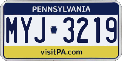 PA license plate MYJ3219
